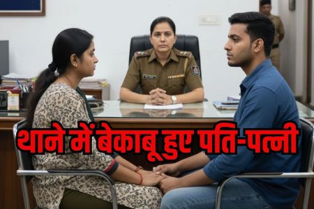 Husband and wife started fighting at the police station in Gurugram