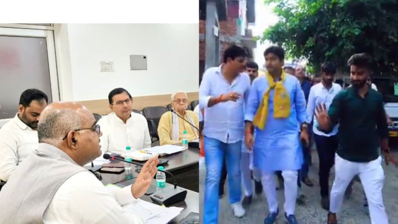 कानपुर डीएम जितेंद्र प्रताप सिंह और भाजपा विधायक अभिजीत सिंह सांगा (फोटो सोर्स- 'X' DM Kanpur & abhijeet Singh sanga)