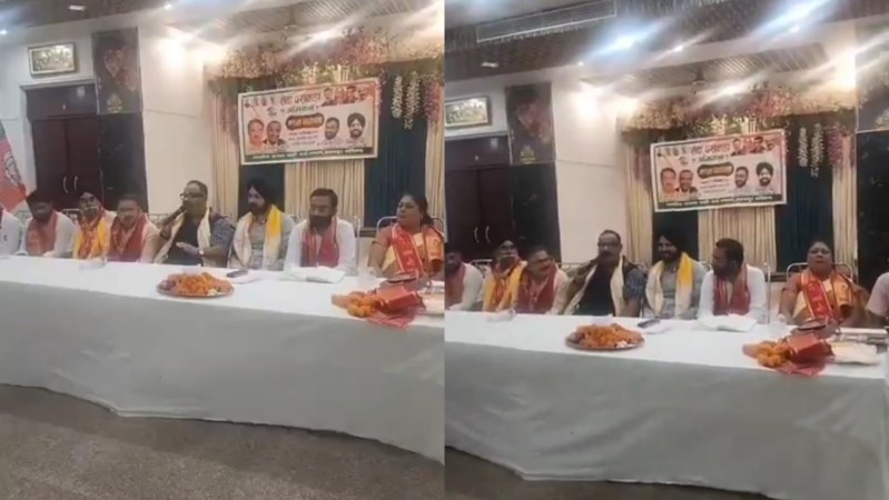 बैठक में भाजपा विधायक महेश त्रिवेदी (फोटो सोर्स- 'X' कानपुर वीडियो ग्रैब)