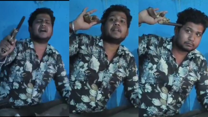 कनपटी में तमंचा लगाकर बोला प्रेमिका को बुलाओ (फोटो सोर्स- 'X' Kannauj police वीडियो ग्रैब)