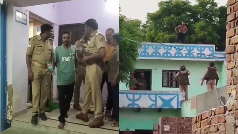 मुख्यमंत्री को धमकी देने वाला पुलिस की गिरफ्त में (फोटो सोर्स- 'X' Mathura police वीडियो ग्रैब)