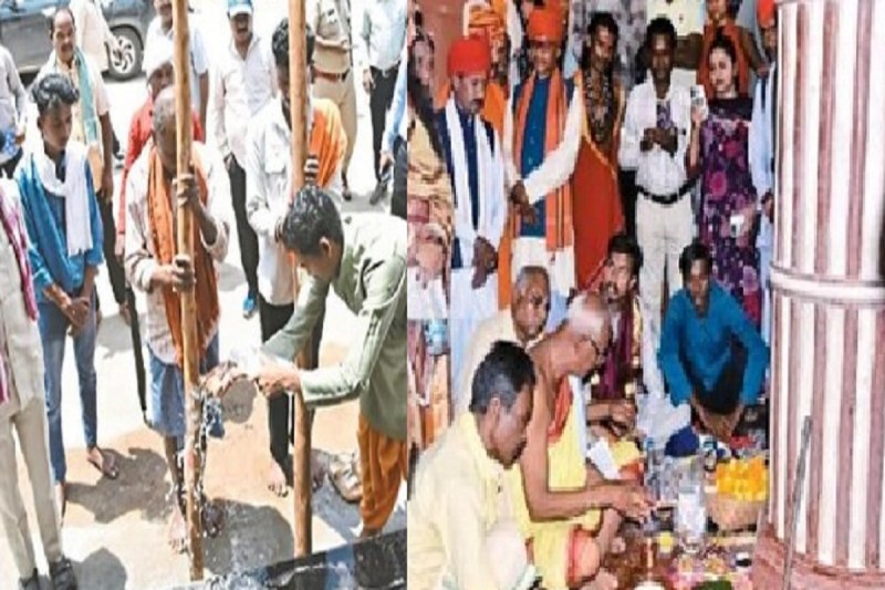 डेरी गड़ाई के साथ रथ का निर्माण शुरू (Photo source- Patrika)