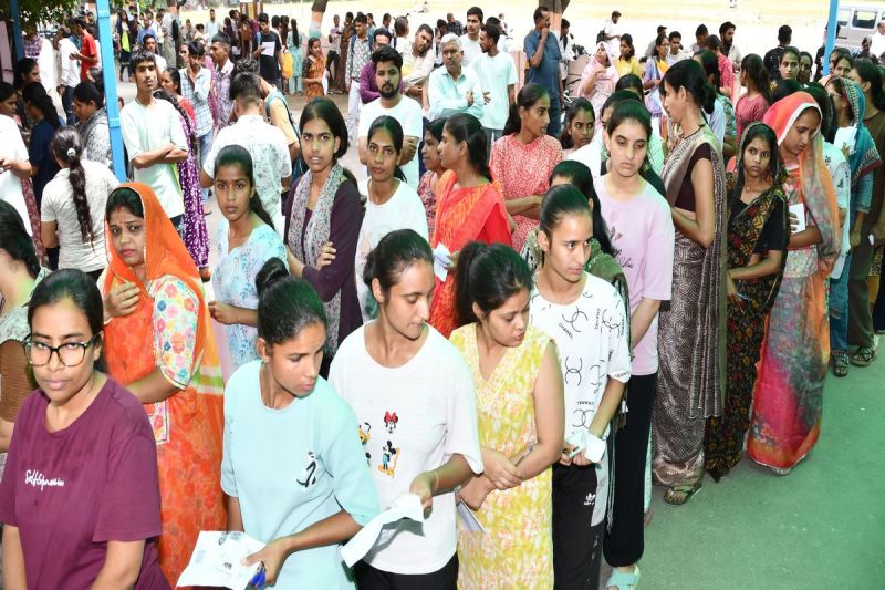 A student wearing jeans was stopped, and women were made to remove their dupattas and jewellery.