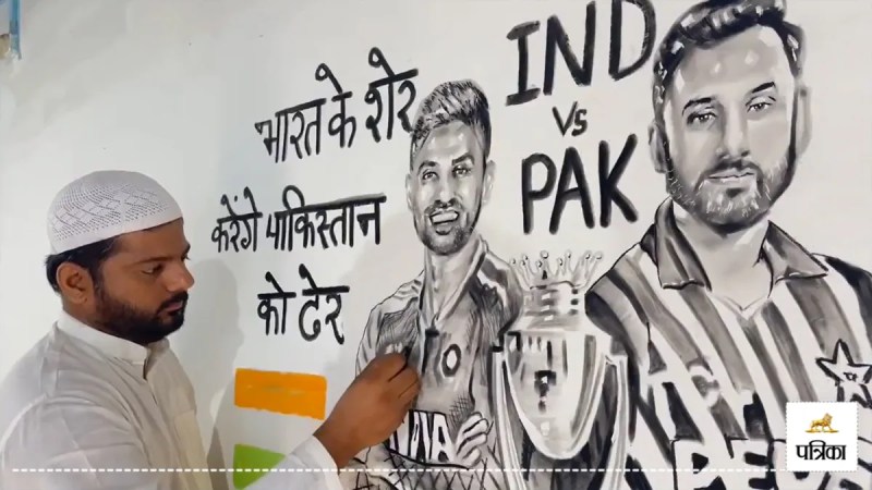 amroha artist juheb khan paints india vs pakistan asia cup final
