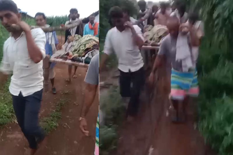 elderly patient on cot video viral Sangwani village mp news
