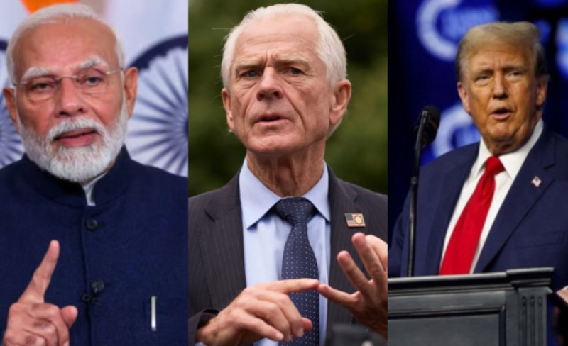 PM Narendra Modi, Peter Navarro and Donald Trump