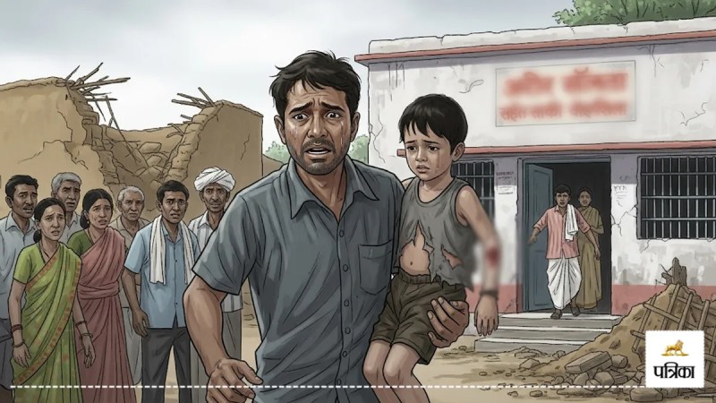 sambhal boy dies wall collapse father carries son hospital