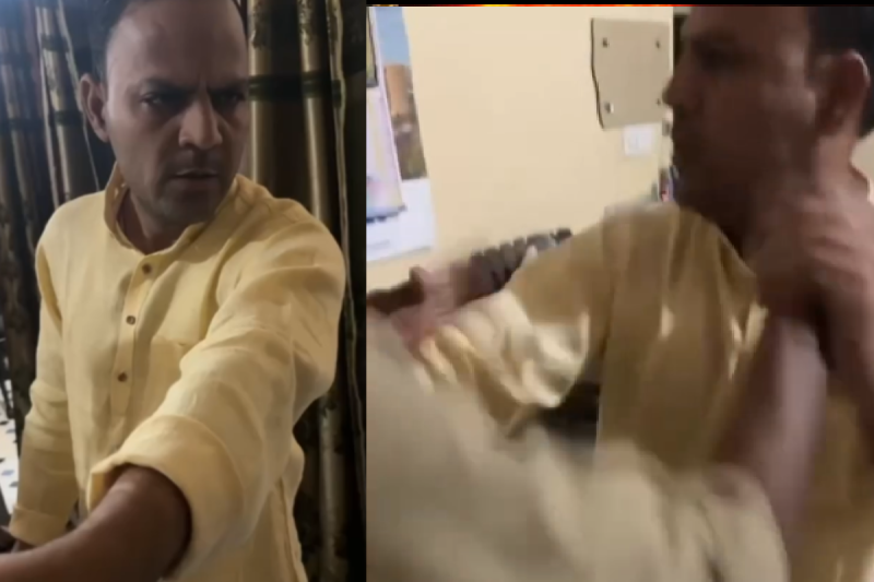 BJP leader heckled policemen video viral rajgarh mp news