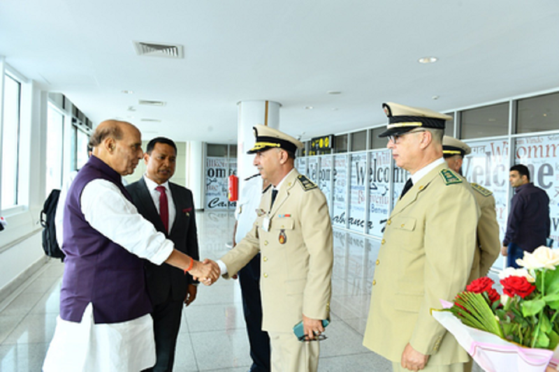 Defence Minister Rajnath Singh welcomed in Morocco