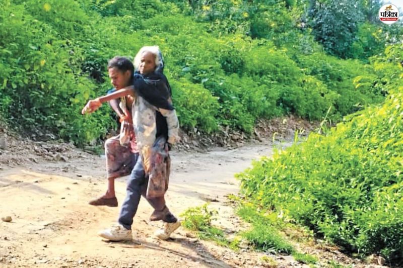 grandmother on Grandson back