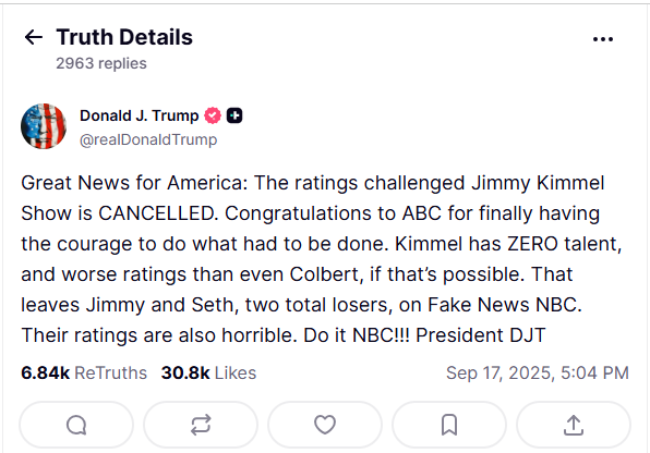 Jimmy Kimmel Live Show Suspended
