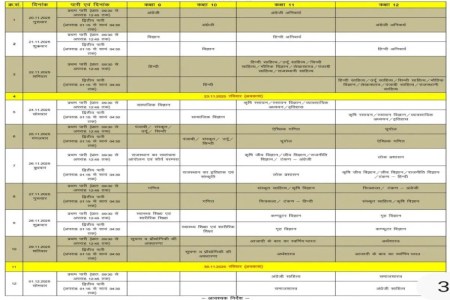 Time table of state level common half yearly examinations released