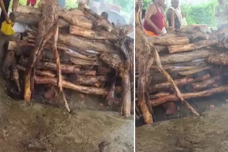 Heavy rain start during funeral