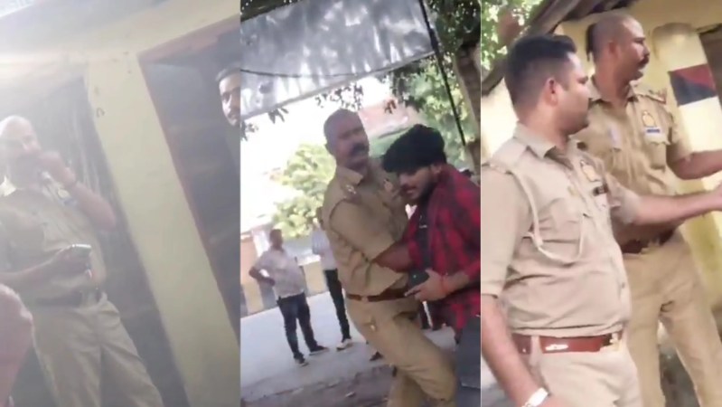 चौकी के अंदर युवक की पिटाई (फोटो सोर्स- 'X' Kanpur वीडियो ग्रैब)