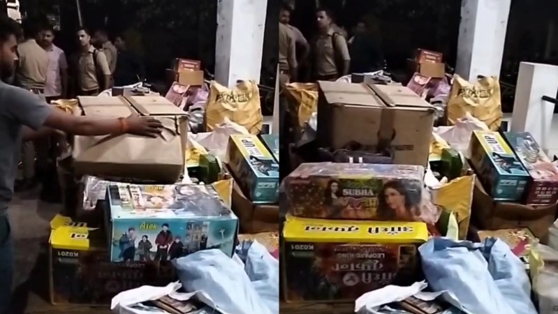 पटाखों के अवैध भंडारण के खिलाफ अभियान (फोटो सोर्स- 'X' उन्नाव वीडियो ग्रैब)