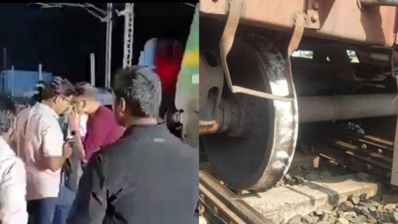 मालगाड़ी पटरी से उतरी (फोटो सोर्स- 'X' कानपुर वीडियो ग्रैब)