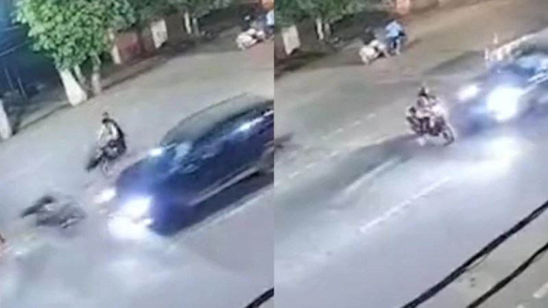 कार और स्कूटी में टक्कर (फोटो सोर्स- 'X' Varanasi वीडियो ग्रैब)