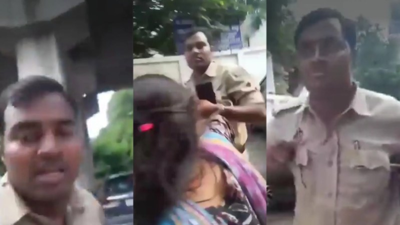 महिला के साथ छेड़छाड़ करने वाला कांस्टेबल (फोटो सोर्स- 'X' कानपुर वीडियो ग्रैब)