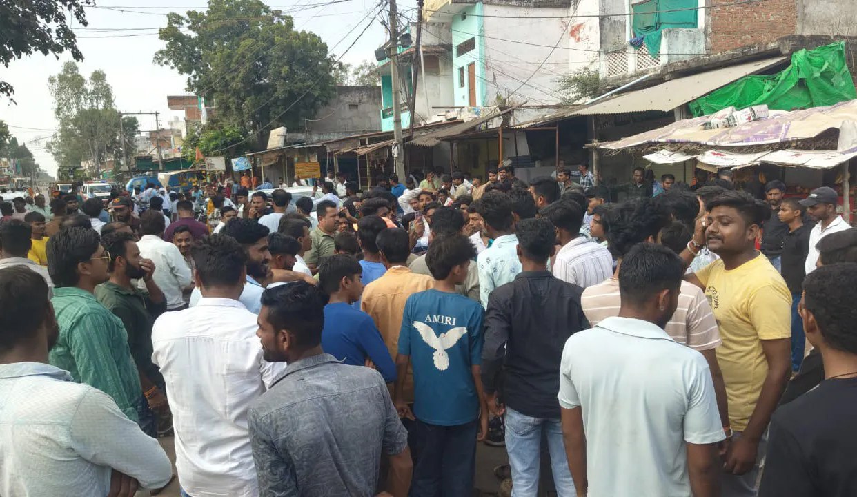 People angry over harassment of Muslim youth staged a road blockade in Bakal