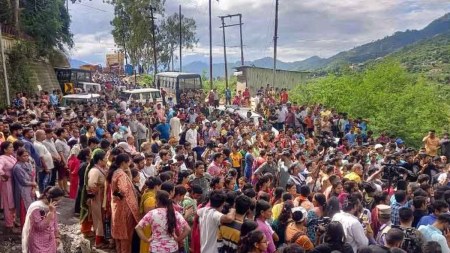 People blocked the highway in Rishikesh after a youth was murdered outside a liquor shop
