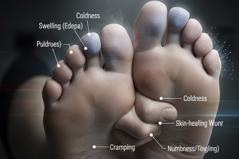 Signs of poor circulation in feet,