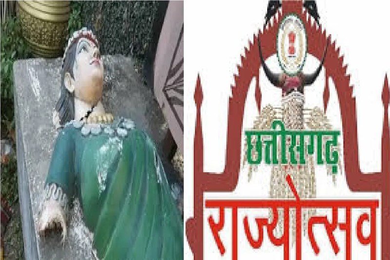 रायपुर में राज्योत्सव से पहले छत्तीसगढ़ महतारी की मूर्ति खंडित, कार्यकर्ताओं और पुलिस में झड़प(photo-patrika)