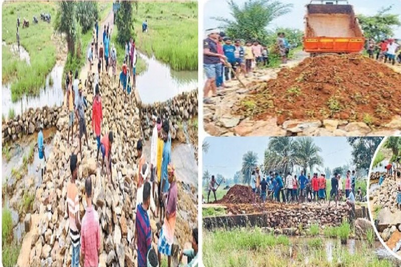 महिलाओं, बच्चों और बुजुर्गों ने ही उठा ली फावड़ा-तगाड़ी, दो दिन में बना दी पुलिया, जानें पूरी खबर...(photo-patrika)