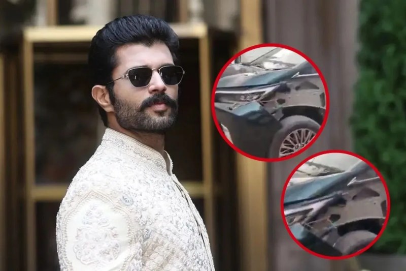 Vijay Deverakonda car meets accident in Telangana after rashmika mandanna engagement watch video
