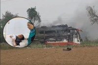 bus caught fire in Jaipur