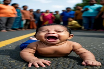 one month old baby found lying on road covered in mud baghpat
