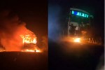 sleeper bus fire accident ashoknagar passengers saved luggage burnt mp news