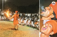 Bikaner saints staged a unique protest performing a fire dance with burning coals in their mouths Find out why