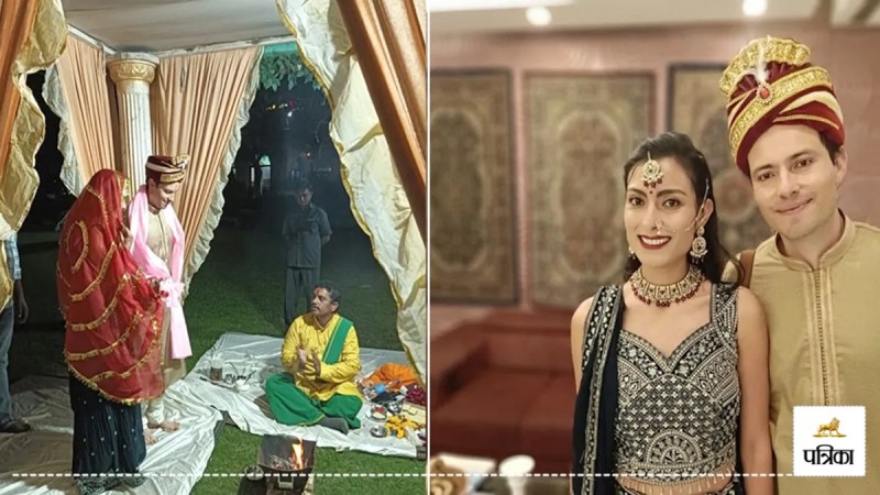 foreign couple traditional indian wedding agra