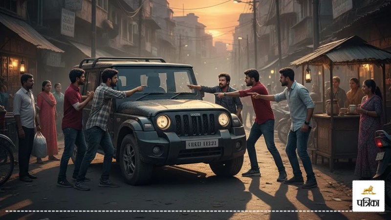 kanpur thar car youths beat man panki road video viral police action