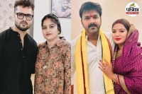 अपनी अपनी पत्नियों के साथ खेसारी लाल यादव और पवन सिंह