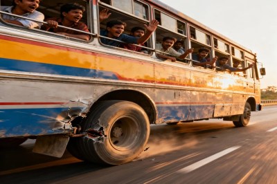 speeding bus on lucknow agra expressway had tyre explode like bomb