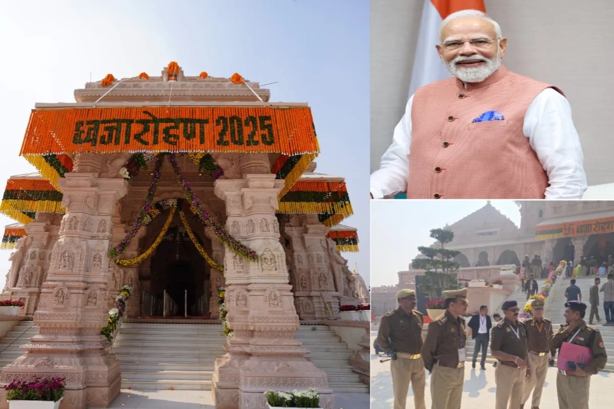 राम मंदिर, प्रधानमंत्री नरेंद्र मोदी, सुरक्षा में पुलिसकर्मी फोटो सोर्स X अकाउंट