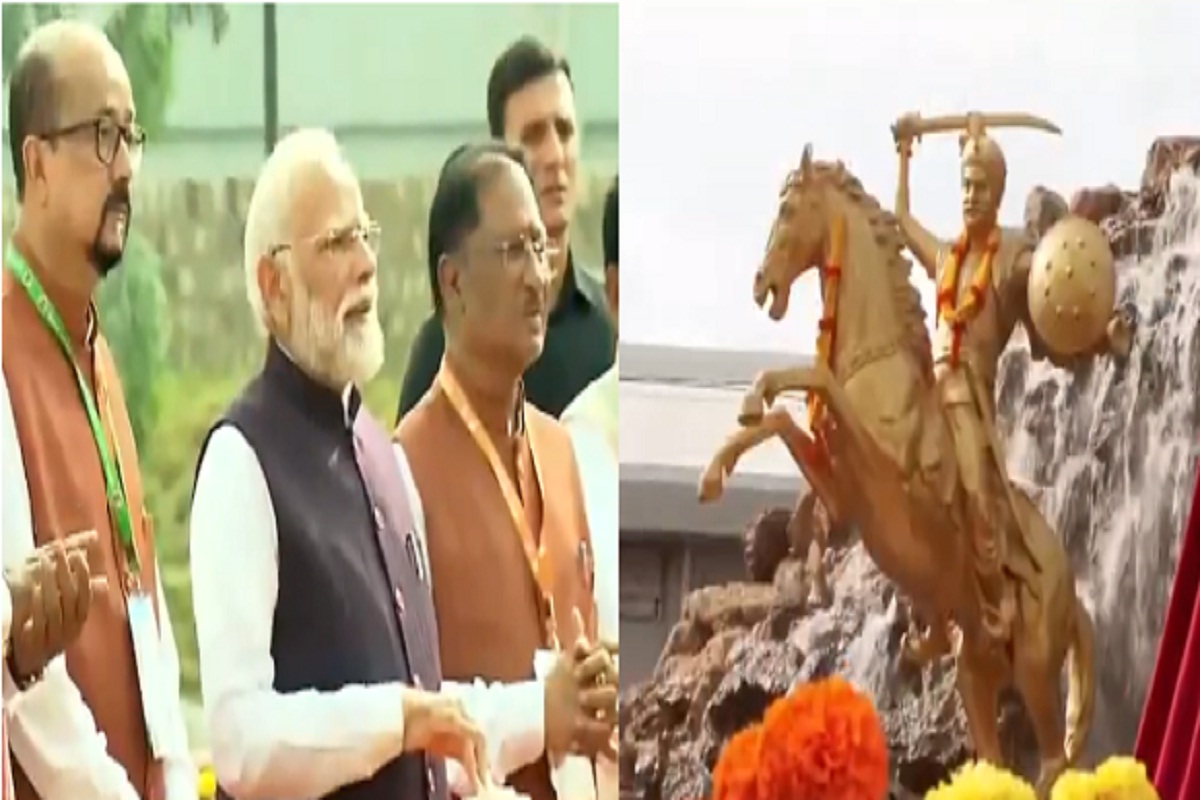 PM मोदी ने नवा रायपुर में शहीद वीर नारायण सिंह की घोड़े पर सवार प्रतिमा का किया अनावरण, Video