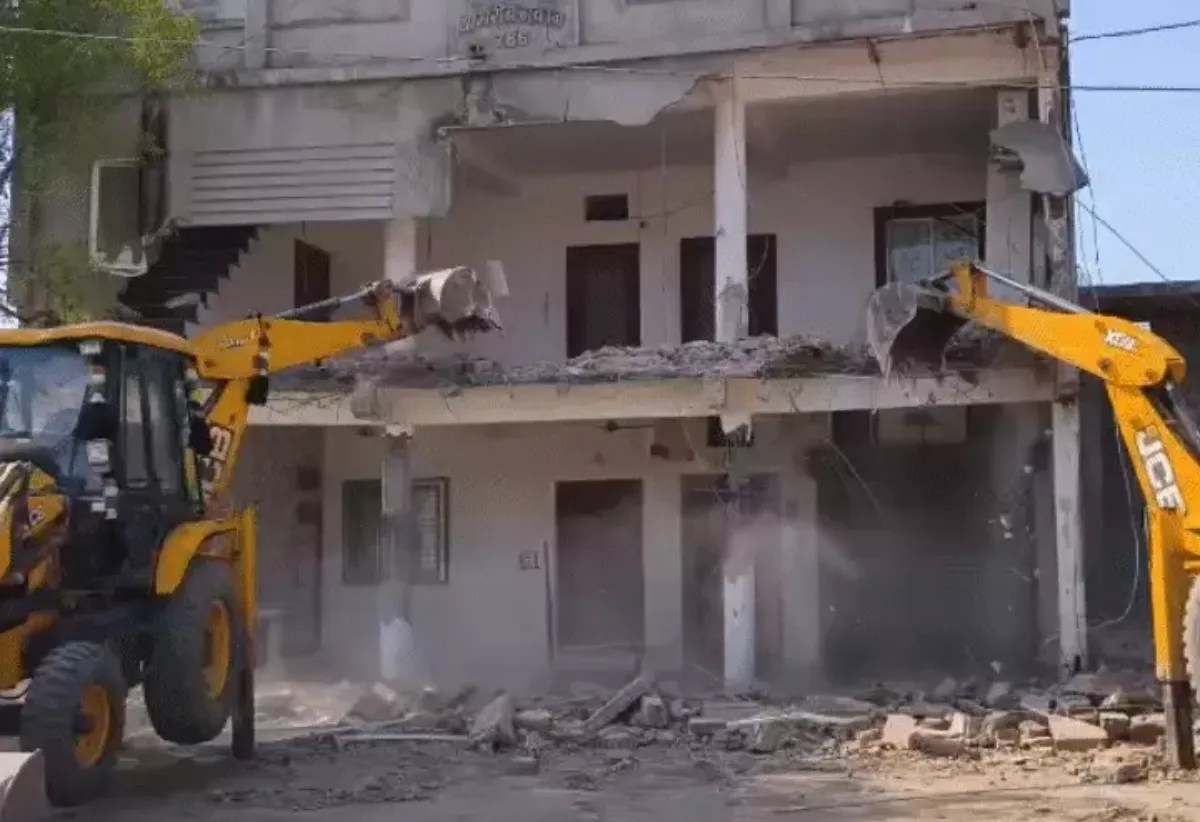 BJP leader Amjan Pathan's house demolished by bulldozer in Garoth