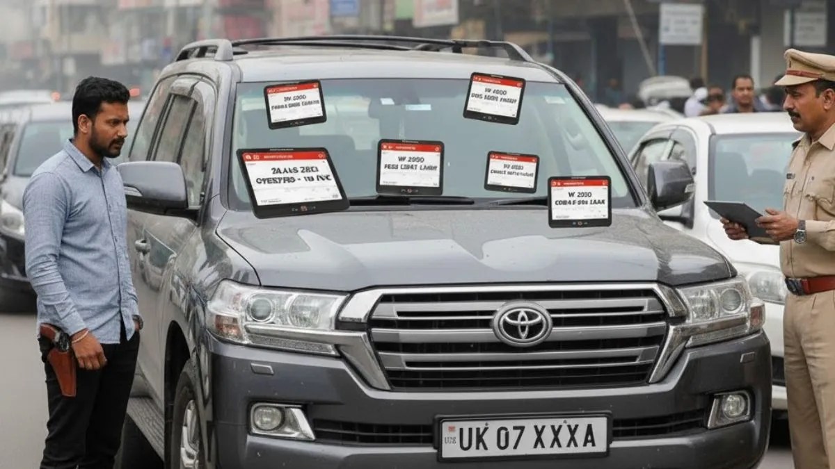 BJP leader Kunwar Pranav Champion's Land Cruiser car was fined 28 times, but not a single one was paid