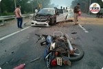 नेशनल हाईवे पर कार और दो बाइक में भिड़ंत (photo source- Patrika)