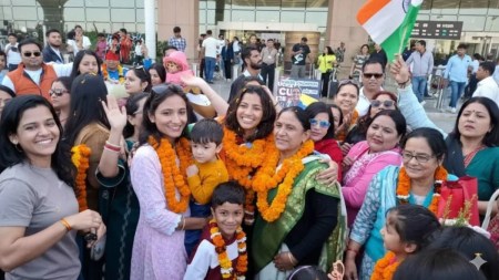 Cricketer Sneh Rana was given a grand welcome on her arrival in Dehradun on Saturday