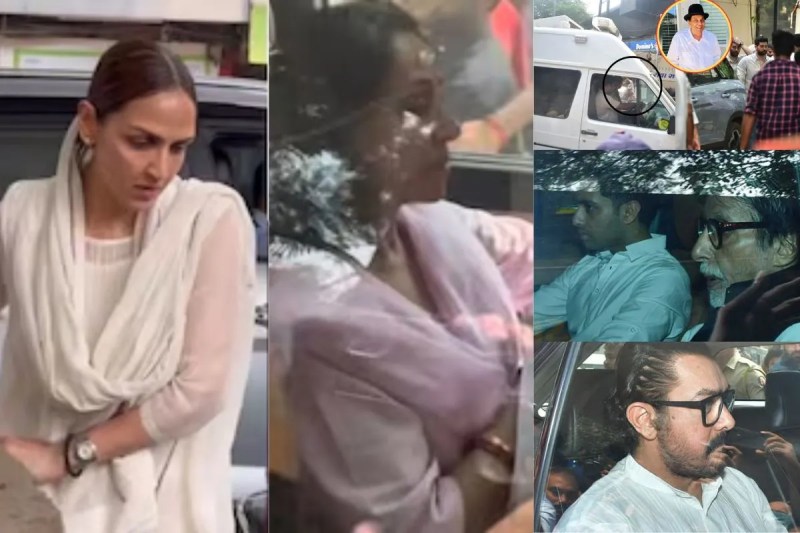Dharmendra Last rites hema malini esha deol amitabh bachchan salman khan reached actor Funeral (1)