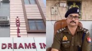 घटनास्थल होटल और घटना की जानकारी देते एसीपी कलेक्टर गंज (फोटो सोर्स- X कमिश्नरेट पुलिस कानपुर)