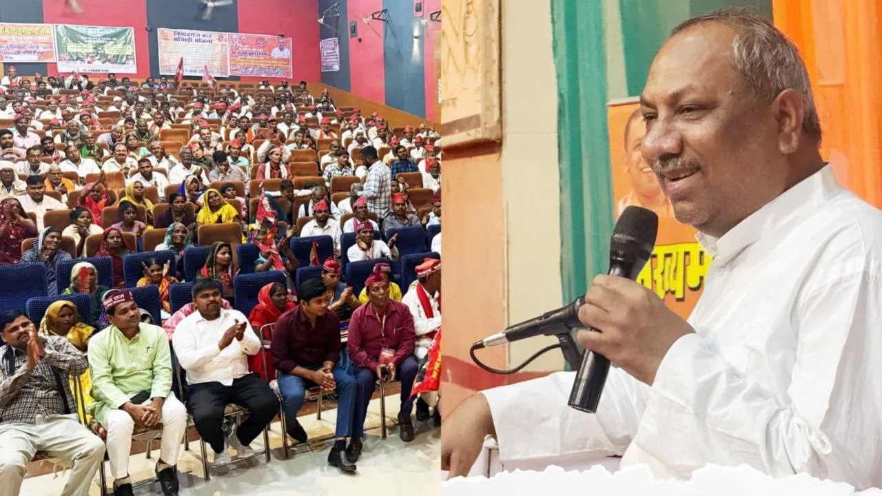 कार्यक्रम को संबोधित करते निषाद पार्टी के राष्ट्रीय अध्यक्ष संजय निषाद (फोटो सोर्स- निषाद पार्टी)