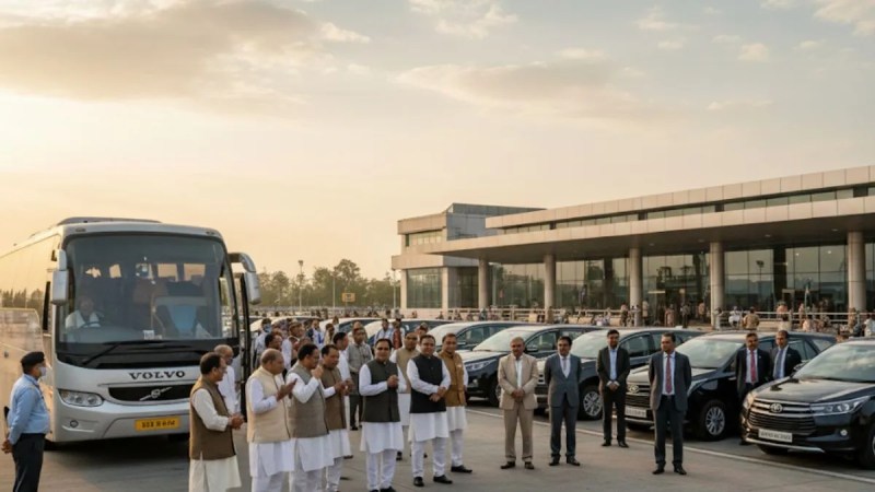 In Uttarakhand, a case has emerged of MPs and MLAs being sent in buses to welcome the President, while officers were travelling in government vehicles.