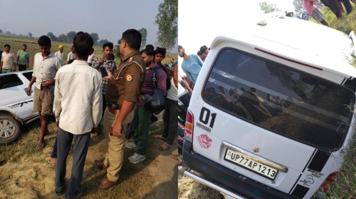 स्कूली बच्चों से भरी कार दुर्घटनाग्रस्त (फोटो सोर्स- 'X' कानपुर देहात पुलिस)