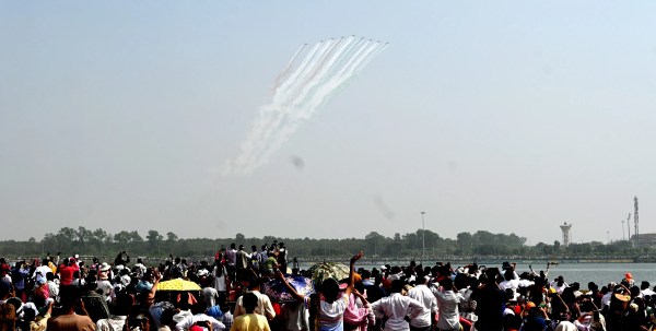 The public was left breathless after watching the stunts at the air show.