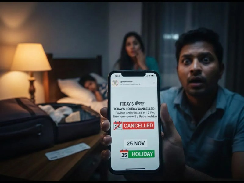 The holiday on Guru Tegh Bahadur Martyrdom Day has been cancelled today; November 25 will now be a public holiday.