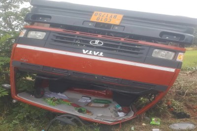 Liquor load truck overturned
